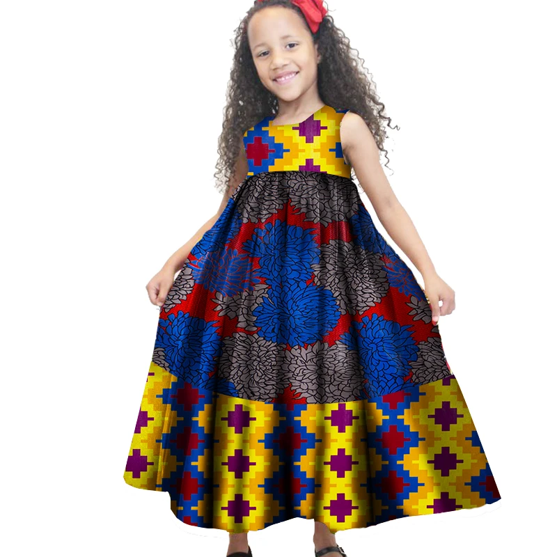 Robe Longue D Ete Pour Petites Filles Imprime Africain Traditionnel Bazin Riche Sans Manches Vetements De Fete Pour Enfants Wyt48 Aliexpress