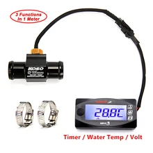 Koso motocicletas mini3 termômetro voltímetro temporizador para yamaha nmax xmax tmax led display digital quad quadrado temperatura da água
