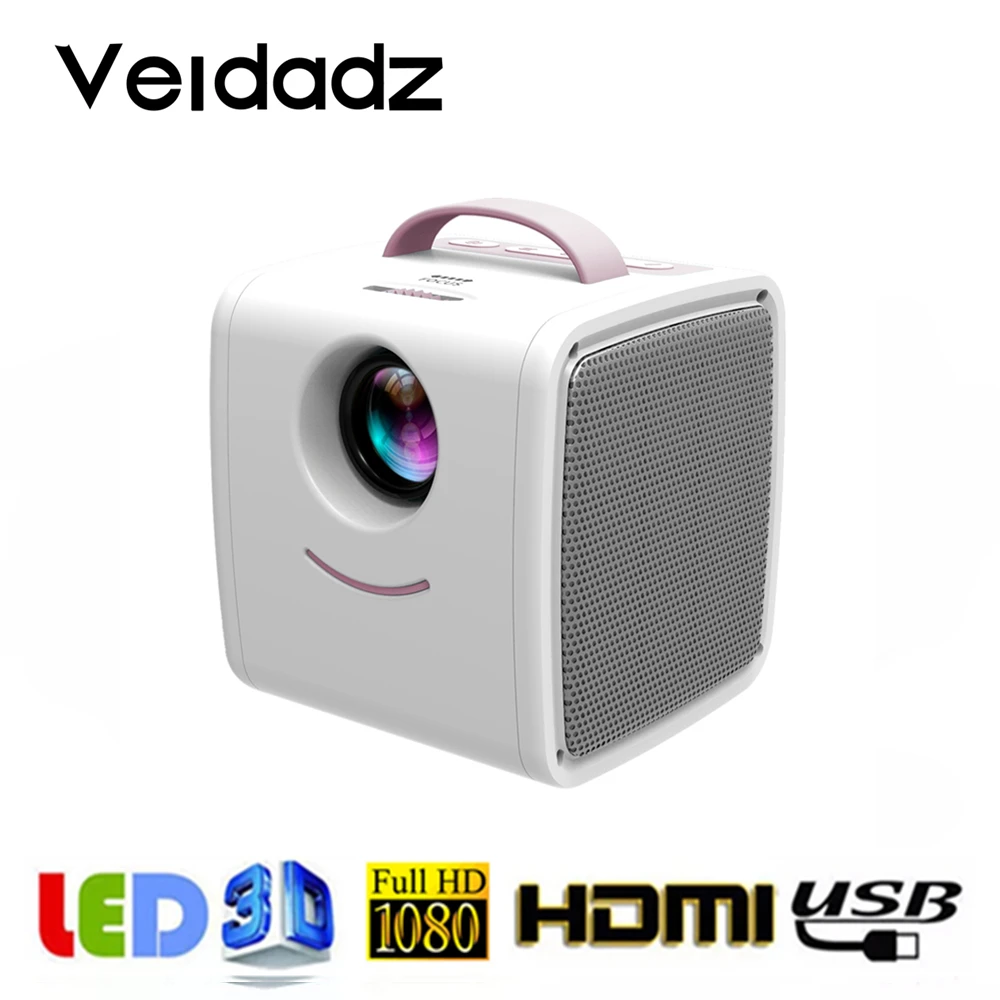 Портативный мини проектор VEIDADZ Q2 ЖК с одной рукой поддержка 1080P Full HD HDMI USB VGA