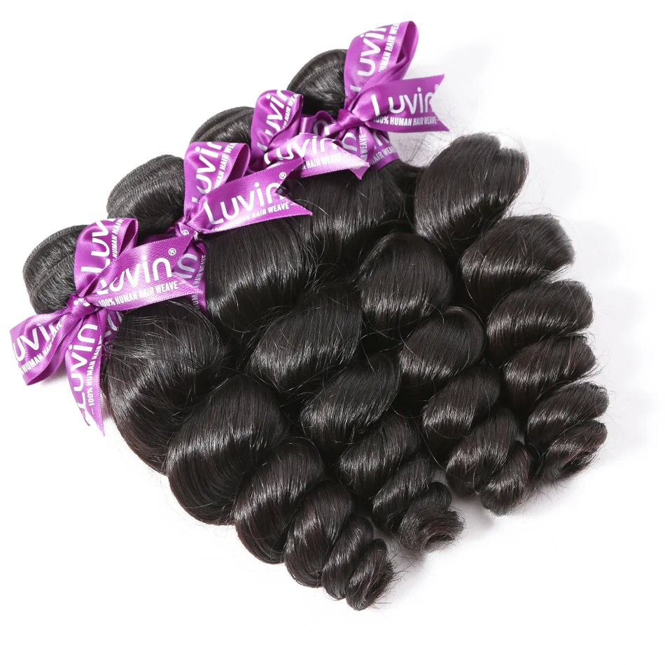 Luvin OneCut волосы свободная волна 8-30 28 30 дюймов бразильские виргинские волосы натуральный цвет 4 пряди Дело человеческие волосы двойной нарисованные