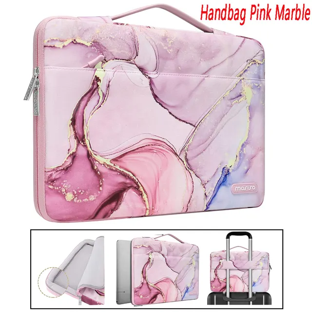 Laptop Bag Sleeve 13 14 15.6 inch Carrying Case For 2021 2020 Macbook Air Pro M1 Lenovo HP Dell Asus Acer Huawei Notebook Cover Handbag Pink Marble