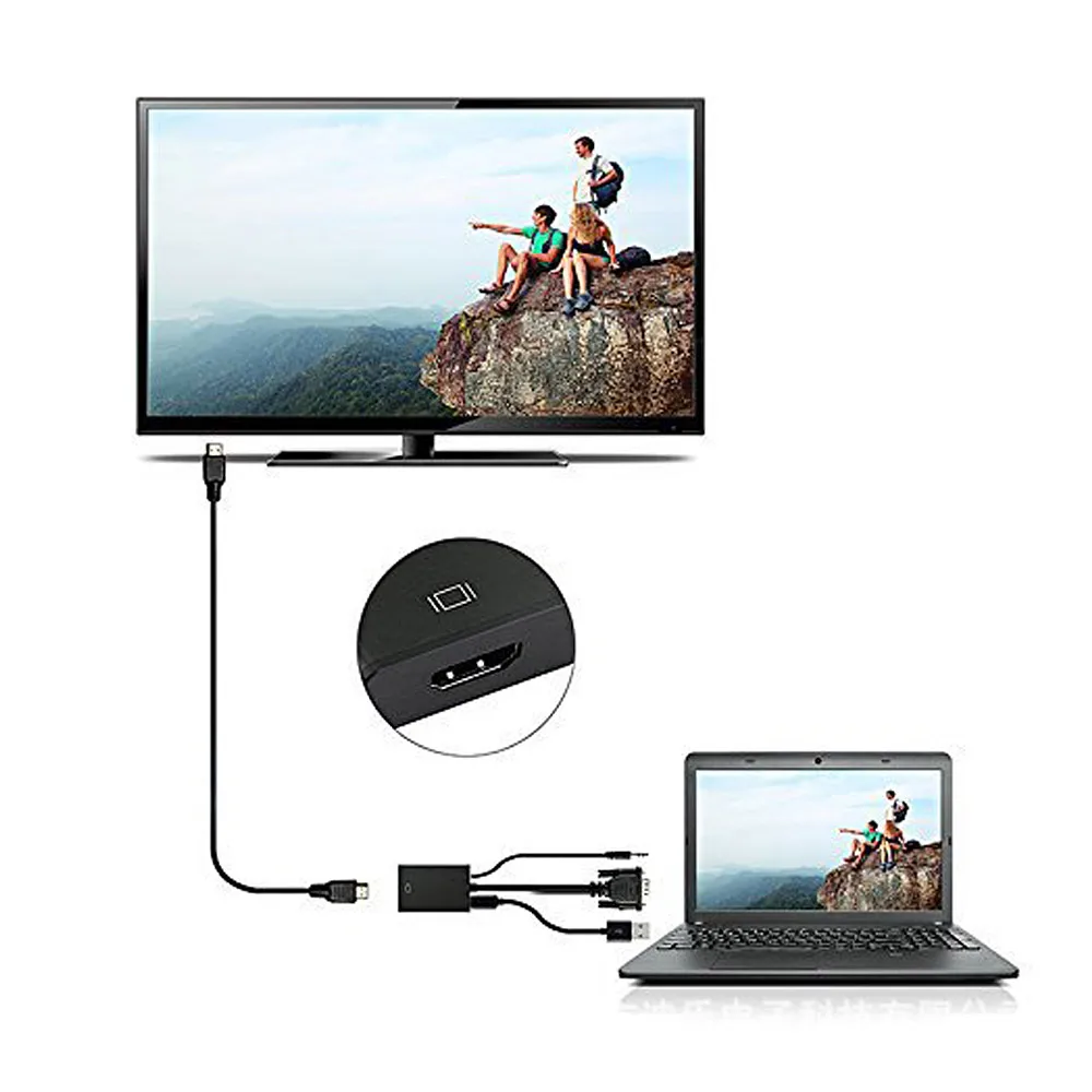 Преобразователь из VGA в HDMI адаптер с бесплатным USB кабелем для HDTV 1080P VGA мужчин и женщин HDMI аудио видео кабель конвертер адаптер