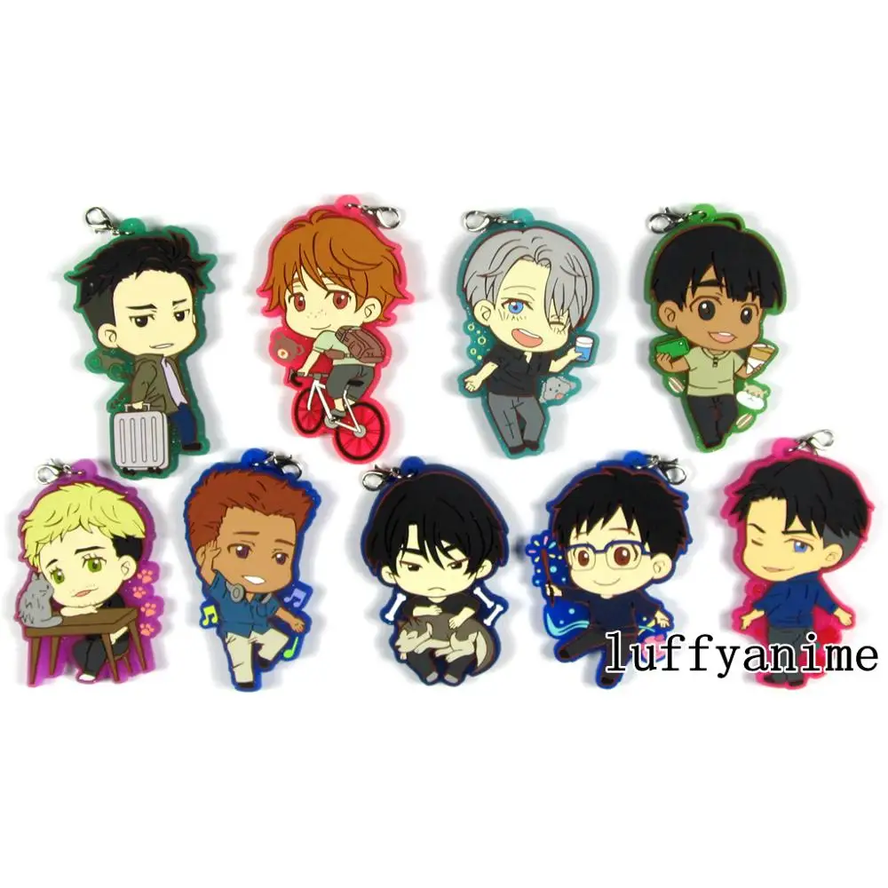 

YURI on ICE Rubber pendant Yuri Katsuki Victor Nikiforov JJ Christophe anime Action Toy Figures Phone Accessories strap Keychain