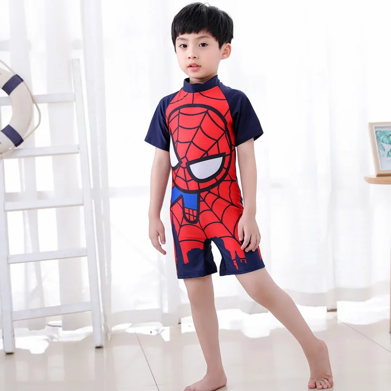 Boy One Piece Swimsuit Spider Man Swimwear Cartoon Bathing Suit Batman Swimming Boys Captain America Kids Sport Baby Beachwear