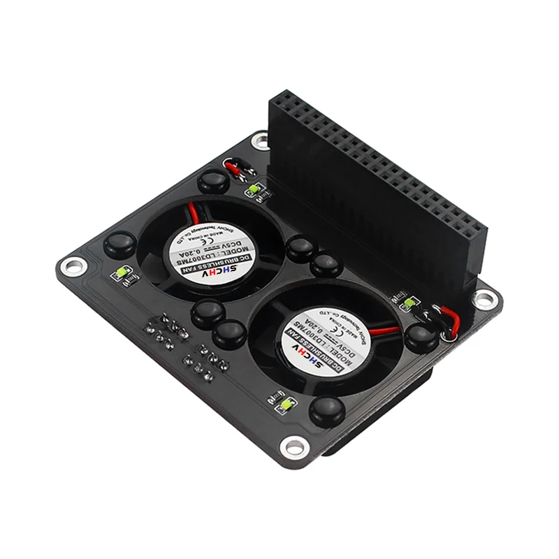 led azul único ventilador duplo para raspberry pi 4b 3b + 3b