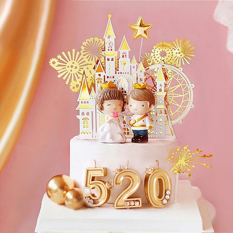 Platine Chateau Princesse Gateau Topper Pour Saint Valentin Anniversaire Cuisson Fournitures Fete Decor Acrylique Bebe Fille Amour Cadeaux Aliexpress