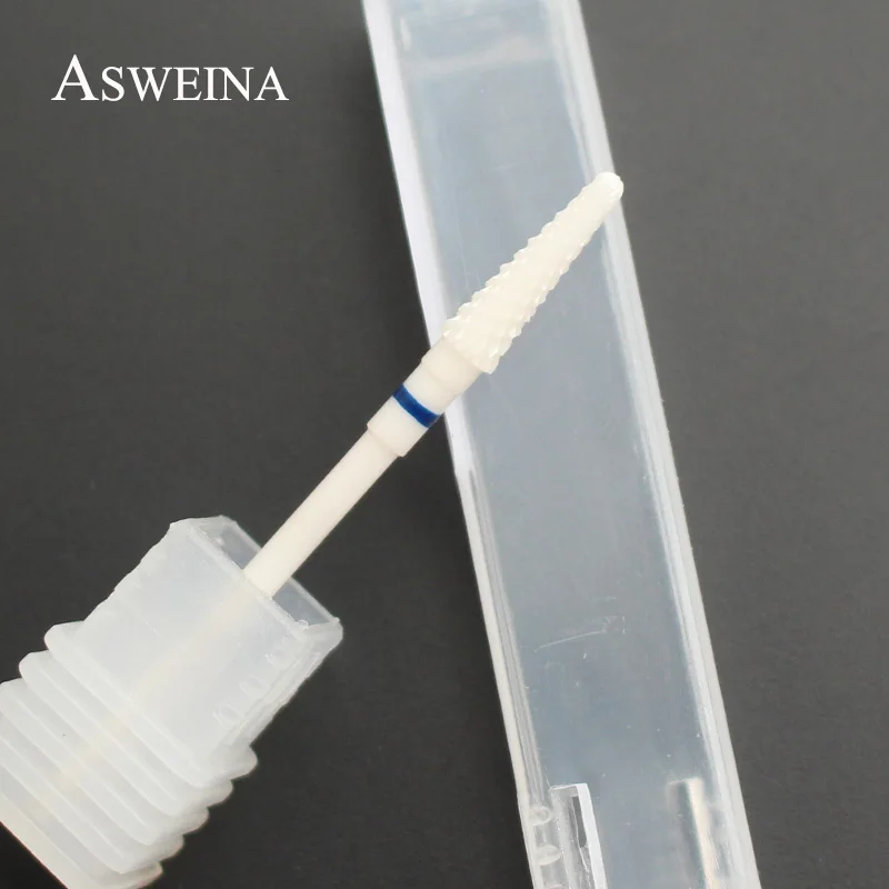 ASWEINA 1 шт., белое керамическое сверло, маникюрный станок для ногтей, Электрический Роторный заусенец, полировальные инструменты, фрезы для ногтей, аксессуары