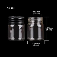 5pcs 15ml 30*40mm Glass bottle with Black Aluminum Caps Glass Jars Potion bottles Glass vessels Glass Vials for Art Craft 2