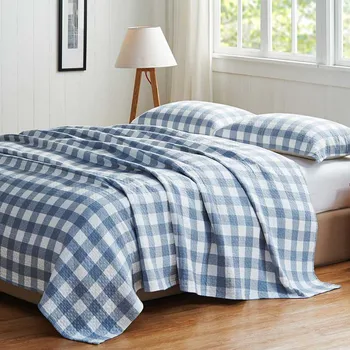

Grid Cotton Bench Davenport Bed Blanket Students Bedspread Kids Comforter Sofa Baby Office Cover Chairs Plaid
