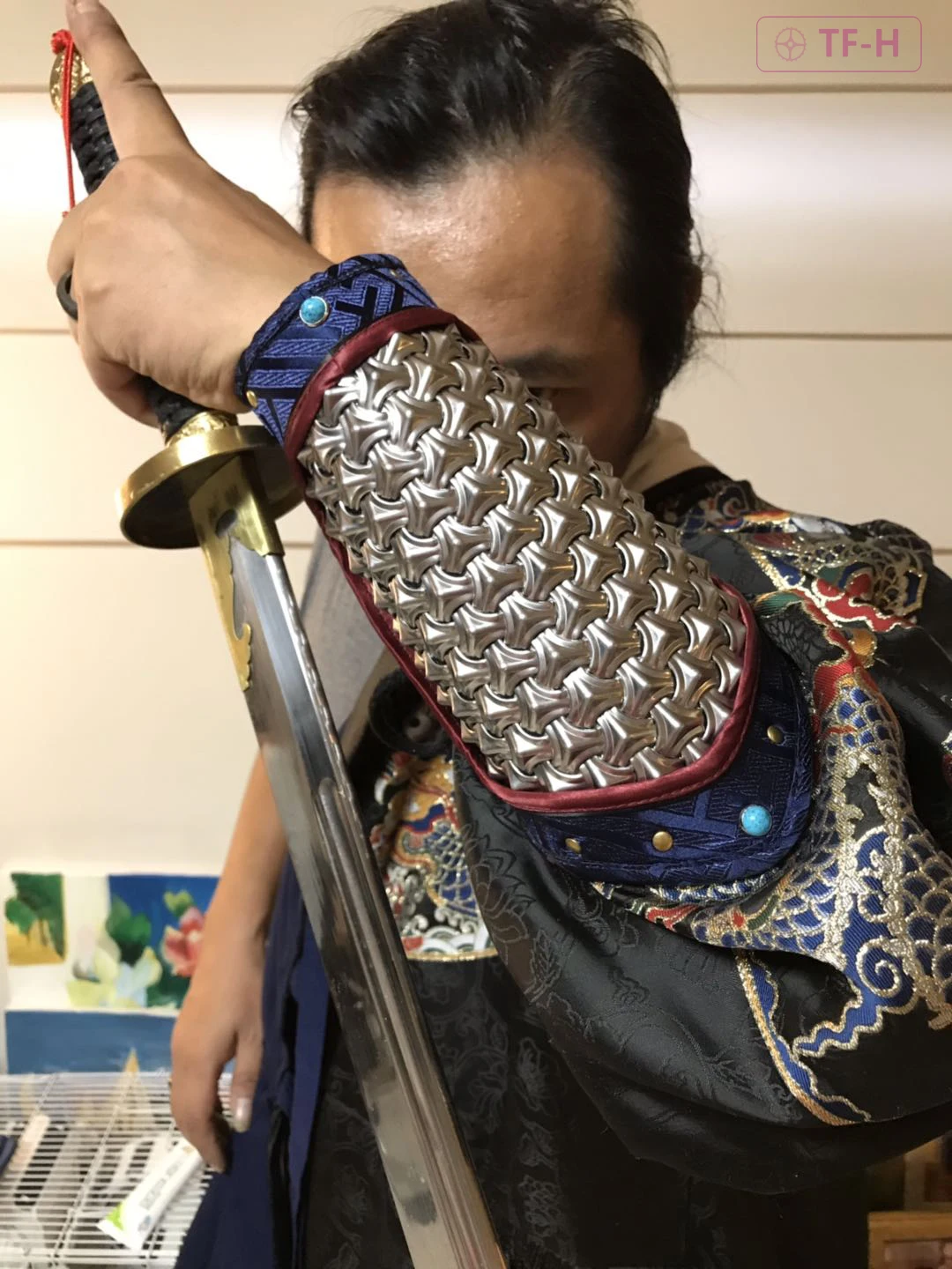 Stainless Steel Armguard Wristband Flying Fish Cloth Armor Hanfu 
