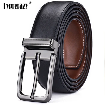 

Lyprerazy Vintage Men Belt Metal Buckle Cow Leather Mens Luxury Strap Male Formal Men's Trousers Belts