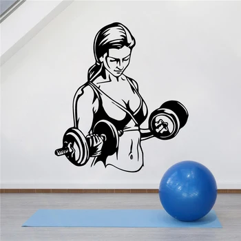 

Creative Girl Gym Wall Stickers Wallpaper for Fitness Rooms Decor Vinyl Art Decal Gym Vinyl Diy Woman Pattern Modern 4011