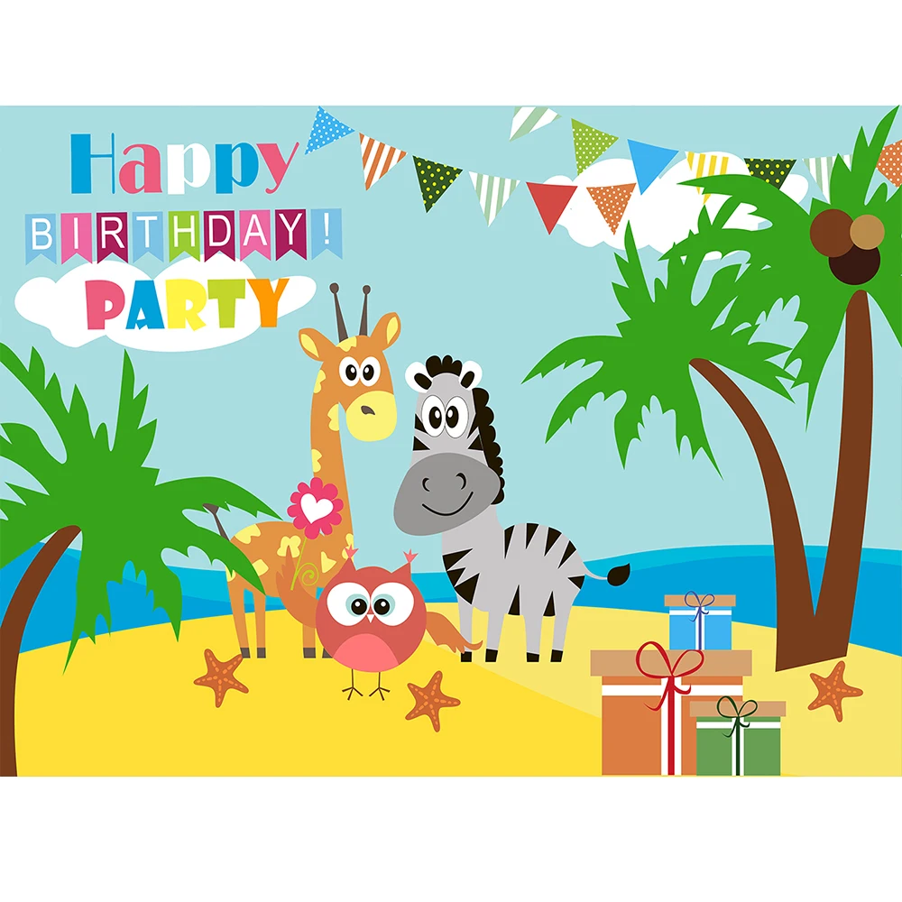 

Jungle Safari Backdrop Animal Summer beach Birthday Party Photography Decor Background Children Photo Booth Shoot