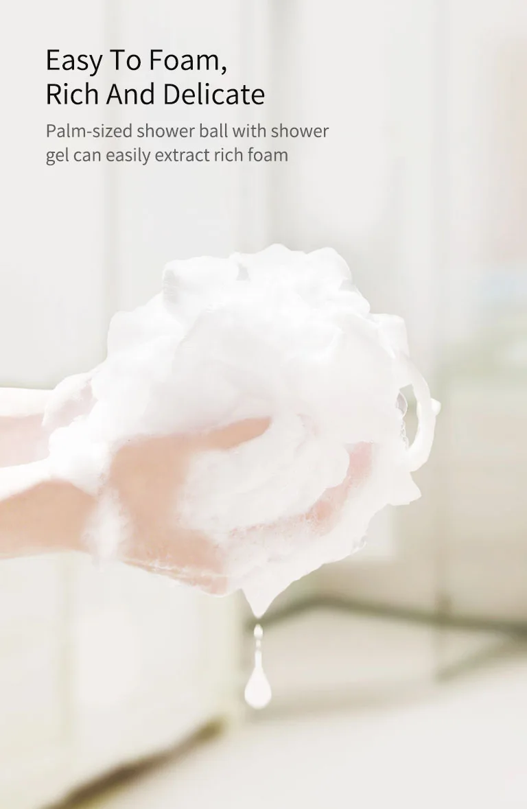 2PCS Xiaomi Qualitell Shower Ball Bathing Tool Body Brush Elastic Massage Bath Ball For Spa Bath Shower Sponge Rich in foaming (2)