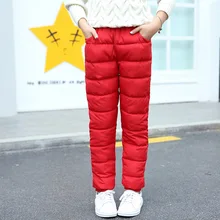 Осень-зима, стиль, для мужчин и женщин, для детей, пуховые штаны с хлопковой подкладкой плотные однотонные детские штаны для больших мальчиков, W
