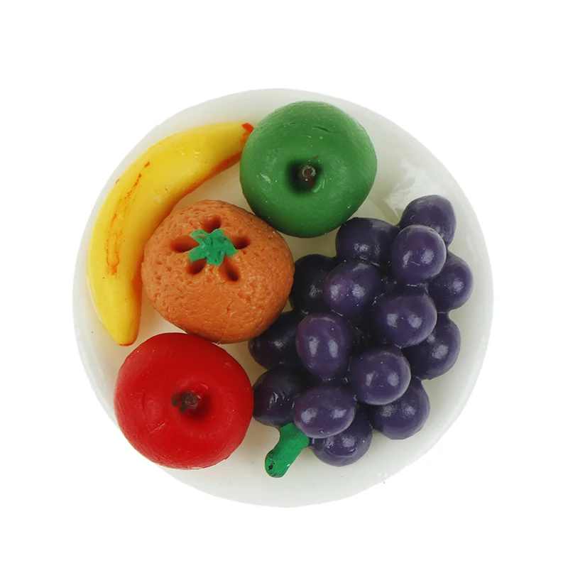 1pc Lovely Occupations 1/12 Miniature Fresh Fruit Plate For Dollhouse Kitchen Food Accessories 25*10mm