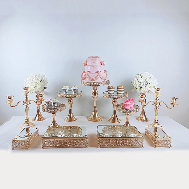 3pcs-19pcs Gold Cake Stand Set Cupcake Tray Cake Tools Home Decoration Dessert Table Decorating Party Wedding Display