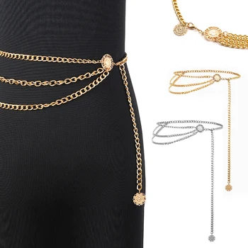 

Retro Chain Belts for Women Waistbands Multilayer Long Tassel for Dress Waist Chain Belts Rhinestone Crystal Belly Chain