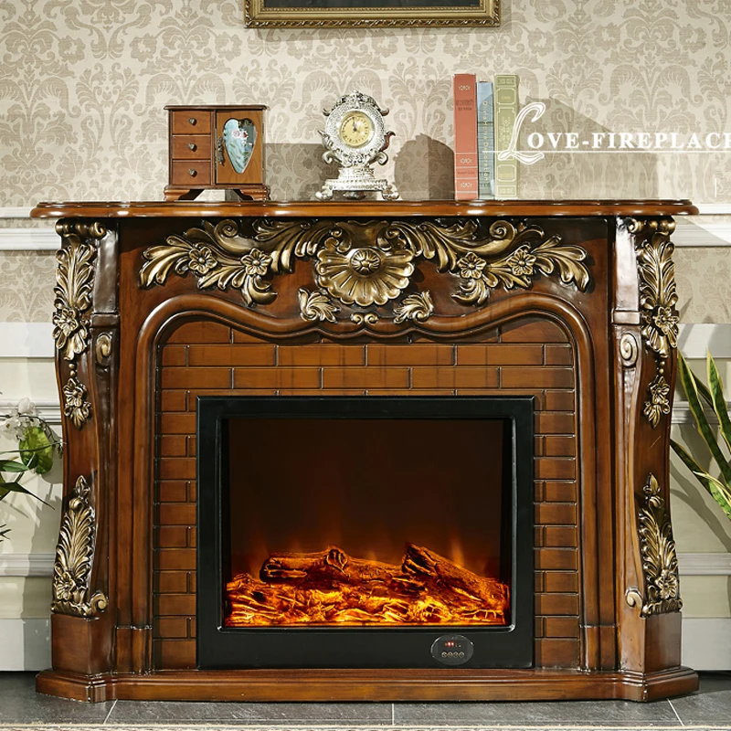 Classic French Style Fireplace Wooden Mantel W150cm Electric Insert Firebox  LED Artificial Optical Flame Emulation Decoration - AliExpress