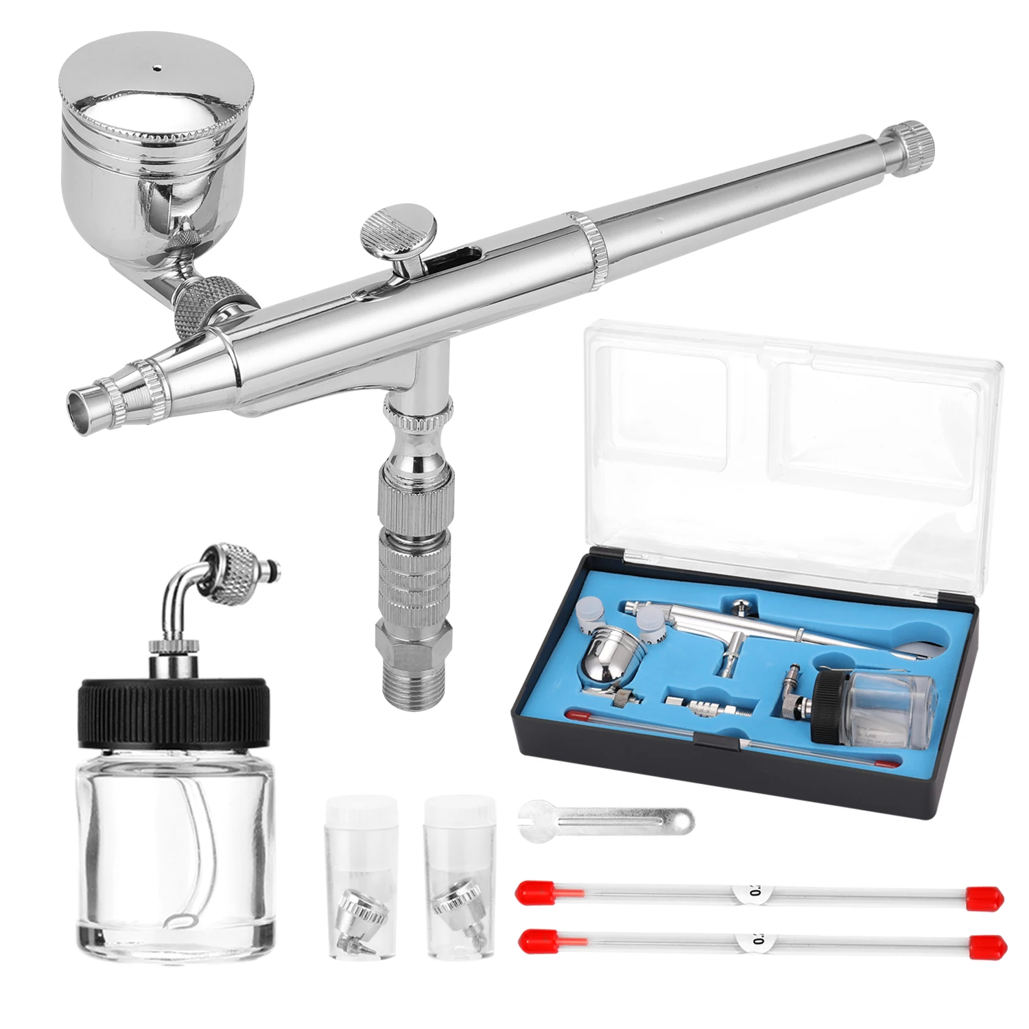 Professional Spray Gun Airbrush Set for Model Making Art Painting with G1/8 Adapter Wrentch 2 Fluid Cups 2Needles Nozzles | Инструменты