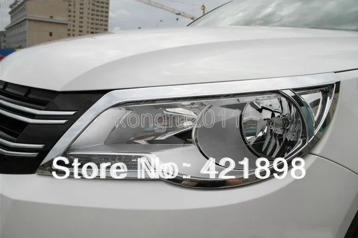 Для VW Tiguan 2009 2010 2011 ABS Хром украшение передняя фара передсветильник РА крышка лампы