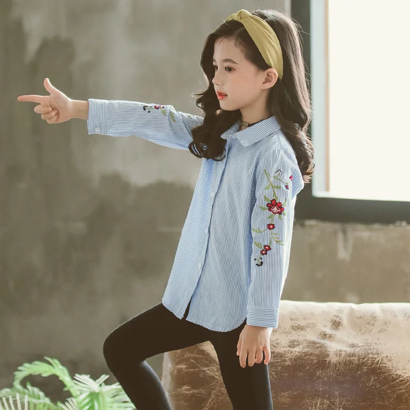 Блузка хлопковая в полоску для девочек на возраст 12 лет|girls school blouses|school blouseschool
