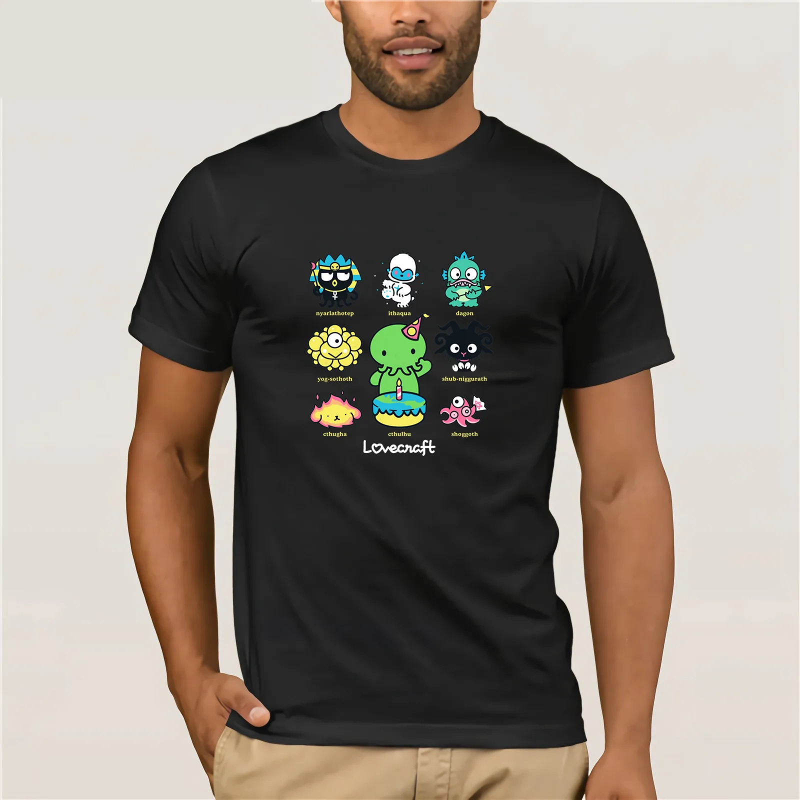 Cthulhu and Friends - tee   T-shirt Cotton Short Sleeve Top  T-shirt shirt brand clothing men's casual T-shirt