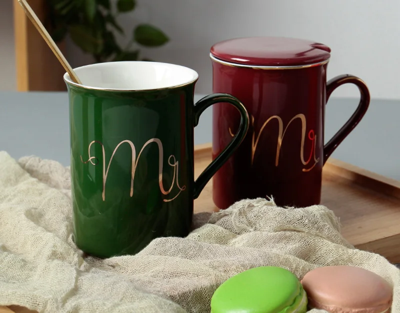 Высококачественная цветная глазурь кружка с крышкой ложки чашка сок лимонная