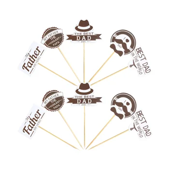 

20pcs Fathers Day Cake Toppers Black Series Cake Pick DIY Cake Plug Card Creative Paper Birthday Cake Decoration for Party Use (