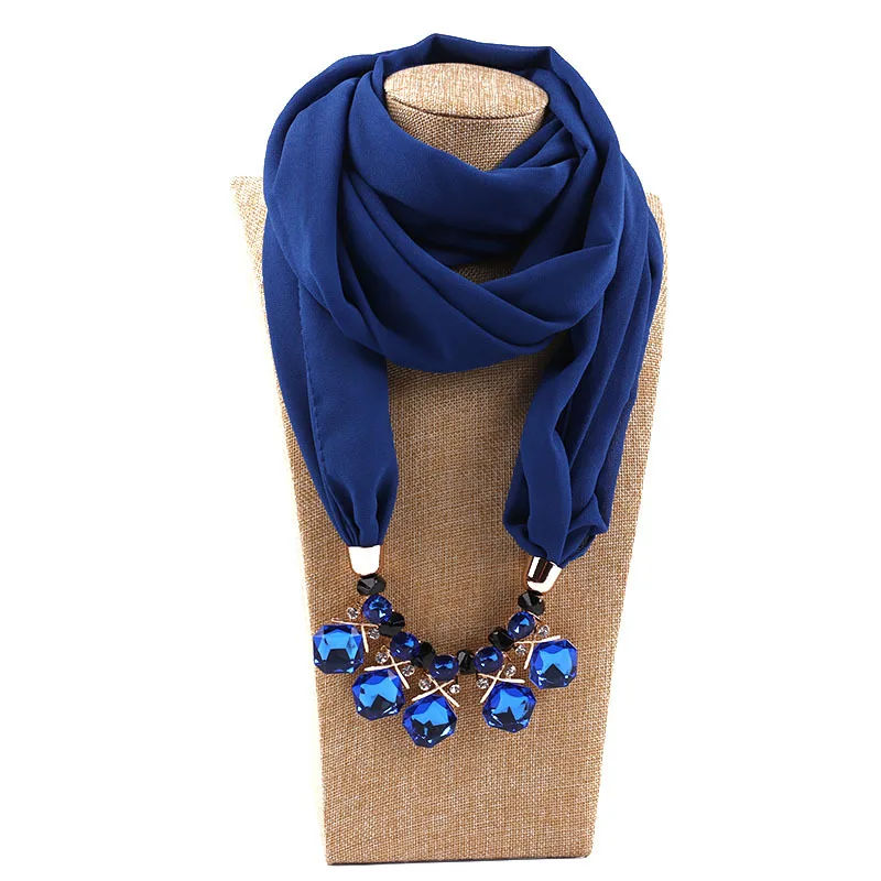 H929e4fbed6244cb693be05ab3d2c15a2p Elegant Girl Beads Necklace Pendant Ring Scarf Multi-style Lady Chiffon Solid Scarf Hijabs Muslim Head Scarve Turban Accessories Mallzona