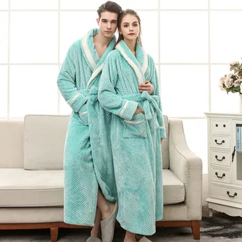 

Robe Lovers Kimono Bath Gown For Men&women Intimate Lingerie Sexy Loose Warm Sleepwear Thicken Winter New Lounge Home Clothing