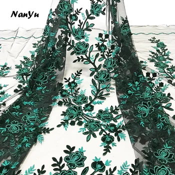 

Latest Hot Sale Design African Laser Cut Flower Embroidery Velvet Fabric