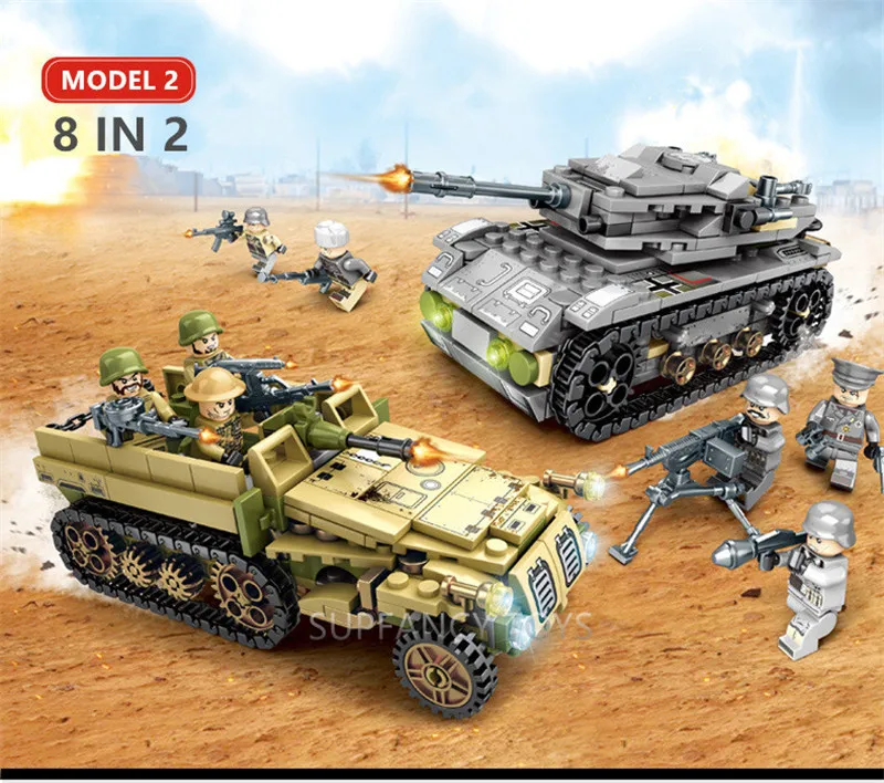  1061Pcs Military Iron Empire Tank Armored Car LegoINGs Building Blocks Sets Army WW2 Kids DIY Brick