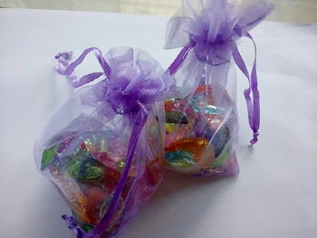 

300pcs 11*16 Purple gift bags for jewelry/wedding/christmas/birthday Organza Bags with handles Packaging Yarn bag