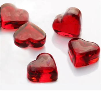 

Free shipping 20pcs 3cm transparent+ 20pcs red Heart glass beads marbles Aquarium decoration DIY home decoration Vase decorated
