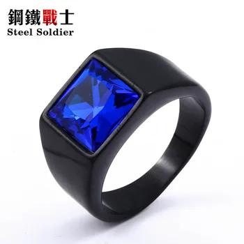 

Steel soldier brushed mirror polished ring for stainless steel stone personality fashion cool wedding jewelry