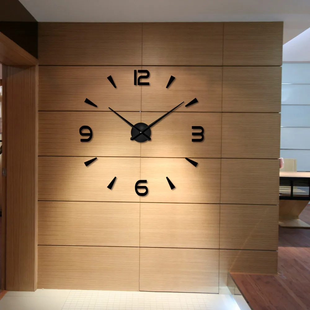 Mirror Wall Clock Diy 3d Sticker Home Modern Large Decor Surface Office Arts New 