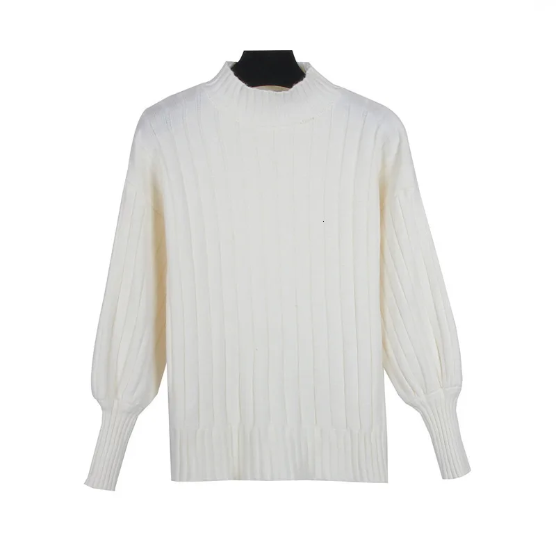 Autumn Winter Yellow Sweater Off Women Turtleneck Thick Lantern Sleeve Pull Oversize Femme Pullover Casual Solid Sweaters