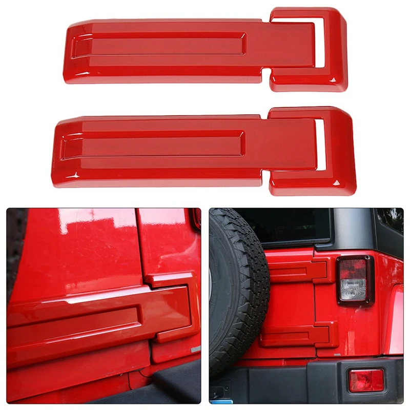

2Pcs Tailgate Hinge Cover Spare Tire Rear Door Liftgate Trim Fit for Jeep Wrangler JK 07+Red