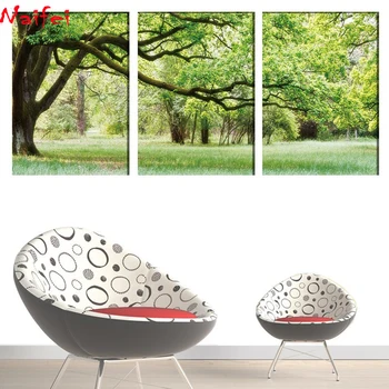 

3 Pieces full square round Diy Diamond Painting Diamond Embroidery tree Natural landscape mosaic art Decorations For Home
