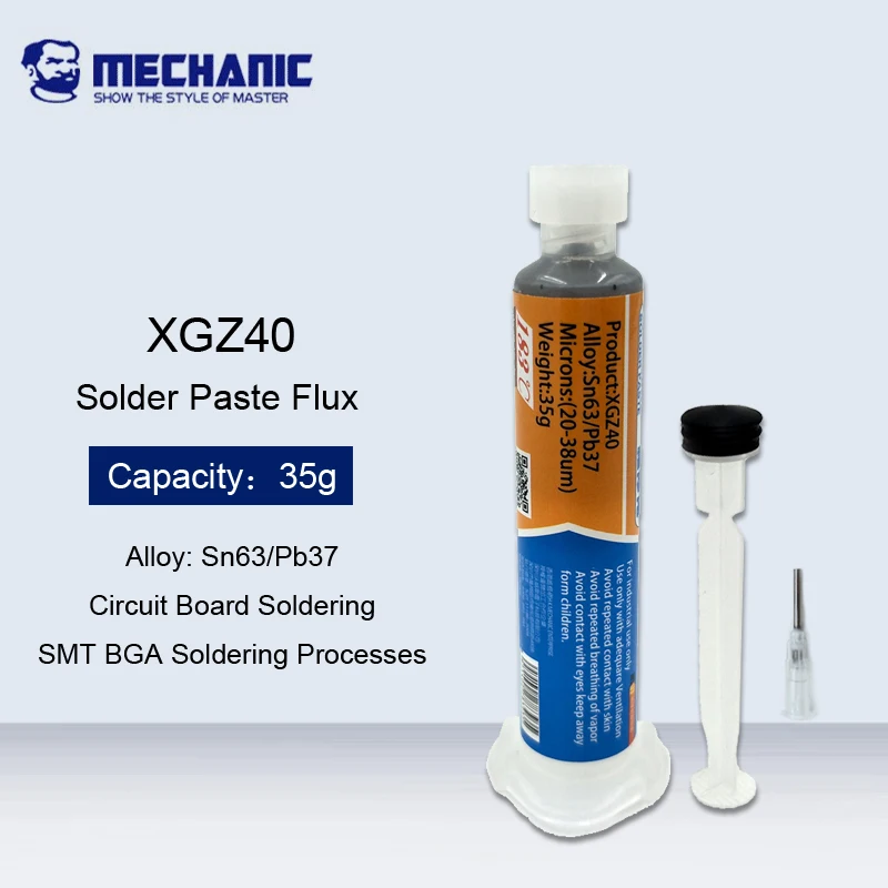 Механик XG Z40 паяльная паста BGA флюс паяльной пасты для PCB SMD телефон ремонт Сварка Олово Sn63/Pb67 с иглой+ для выдавливания пасты