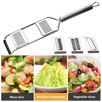 

Stainless Steel Three-in-one Multi-function Manual Vegetable Cutter Potato Shredder Wave Knife Potato Gridder Slicer Fruit Grate