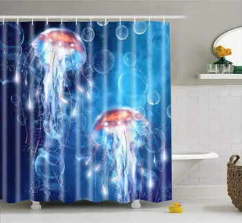 

Modern marine animals Shower Curtain Waterproof Bath Curtains with 12 Hooks Polyester Fabric Curtain For Bathroom Marine Style