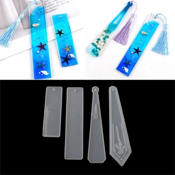 

4 Pcs DIY Bookmark Resin Mold Bookmark Token Silicone Molds Jewelry DIY Art Craft Transparent Mold