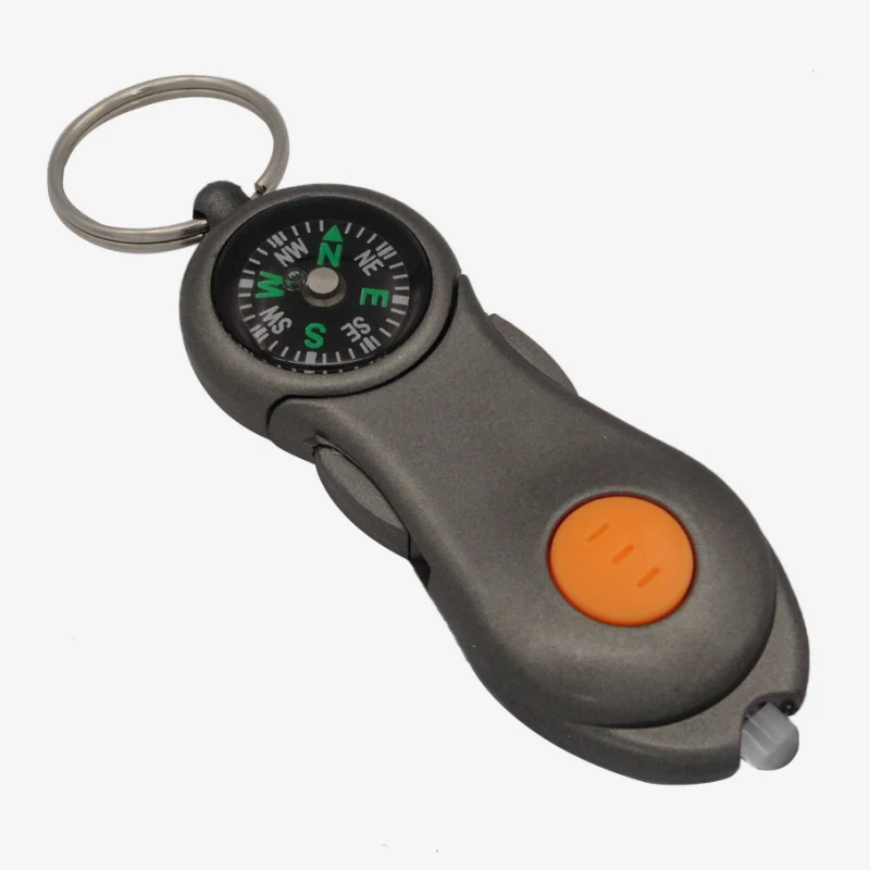 2 в 1 Многофункциональный светодиодный компас-брелок для ключей, портативный инструмент для выживания на открытом воздухе, аварийные
