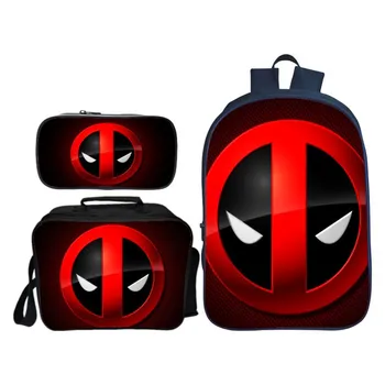 

3pcs Deadpool Cosplay Backpack Student School Shoulder Bag Pencil Case Satchel Laptop Travel Rucksack Knapsack Gift