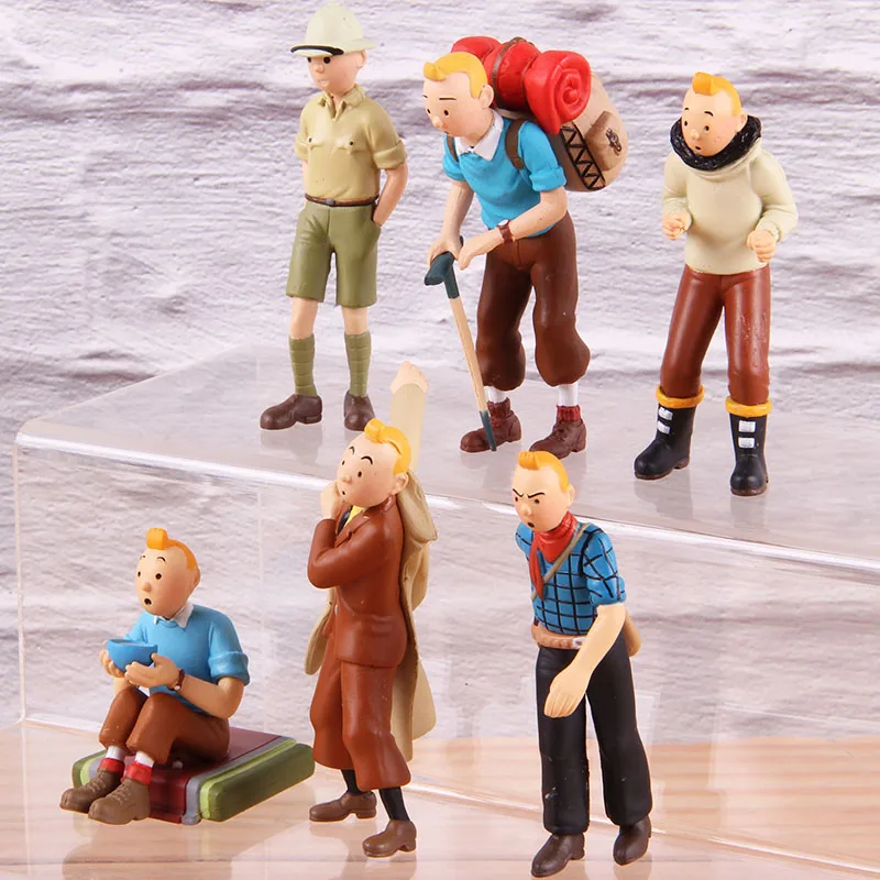 Najtaniej Cyna cyna przygody Tintin pcv kolekcjonerska figurka klasyczny Anime model z kreskówki zabawki 6 sztuk zestaw