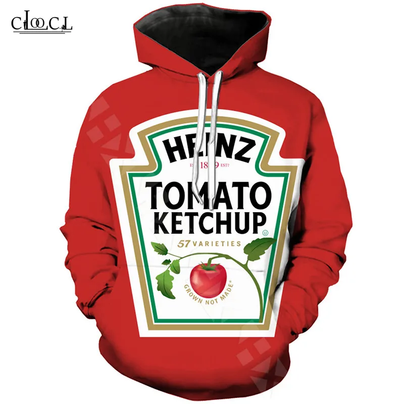 

Newest 3D Printing Tomato Ketchup Red Pocket Hoodies Women Men Casual Hooded Streetwear Long Sleeve Sweatshirts Plus Size Hoodie