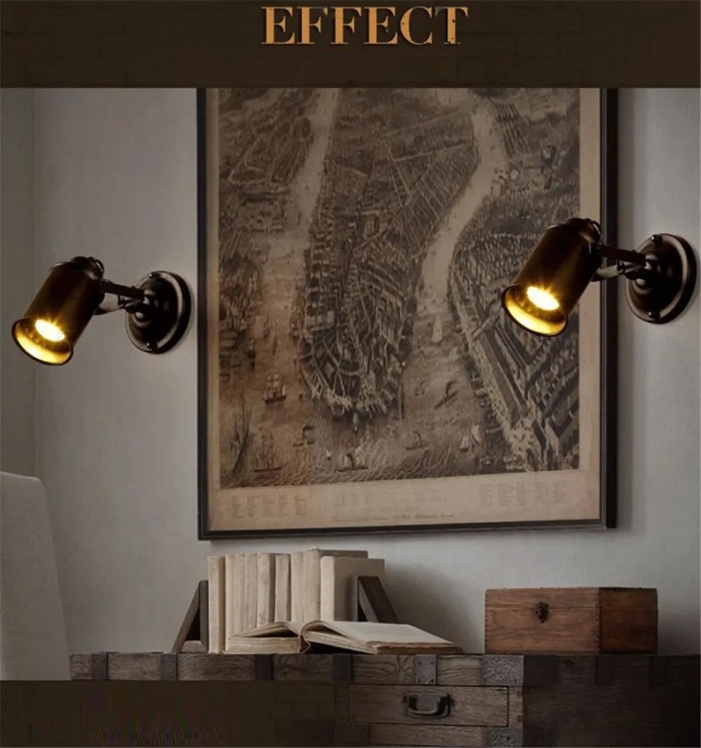 American Retro LED Wall Lamp Loft Style Adjust Sconce Wall Lights Black Rust Iron Light Home Decor Lighting Vintage Luminaire (19)