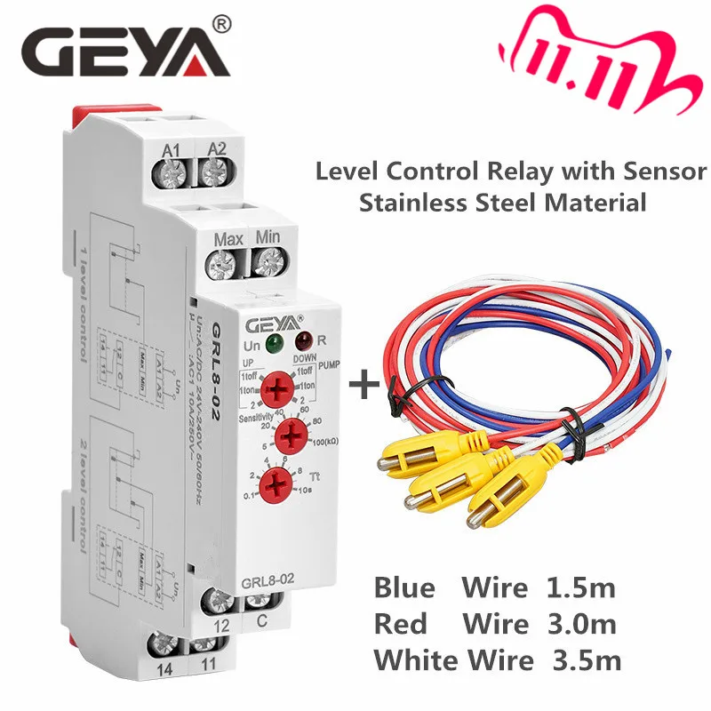 GEYA – contrôleur de niveau de liquide GRL8, relais électronique de contrôle de niveau de liquide 10A AC/DC24V-240V, livraison gratuite